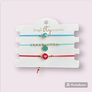 Macrame String Evil Eye Lucky Boho Bracelet NEW Set of 3
